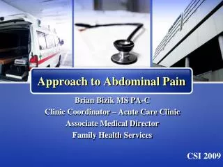 Approach to Abdominal Pain