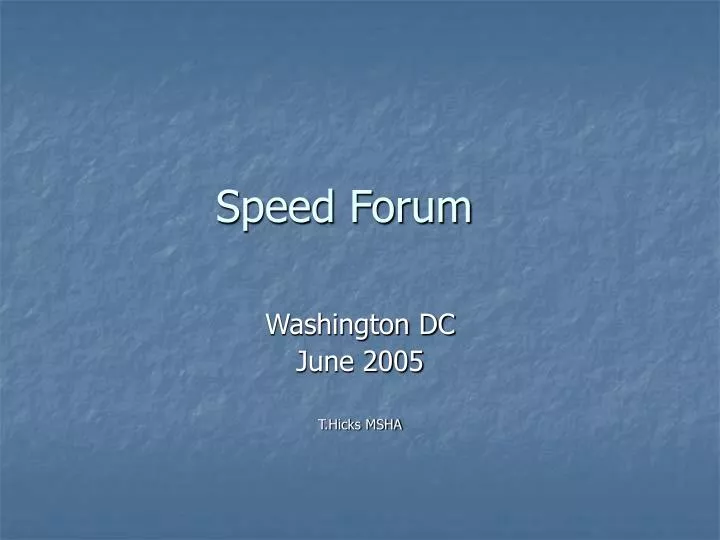 speed forum