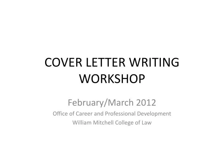 cover letter writing workshop