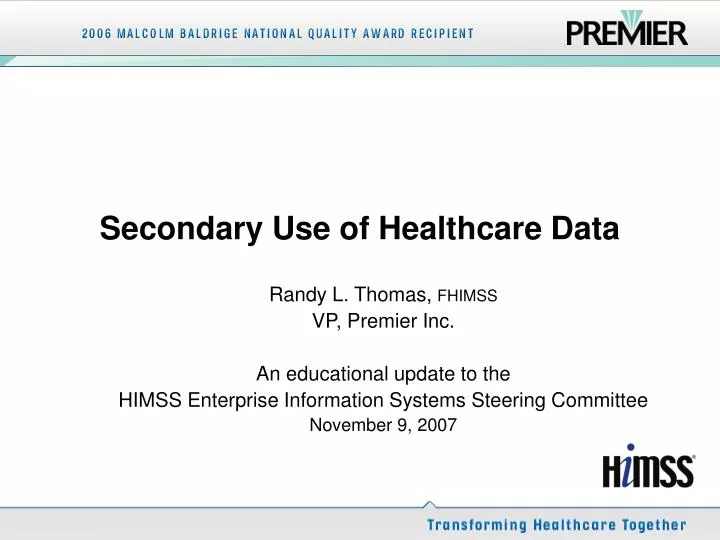 secondary use of healthcare data