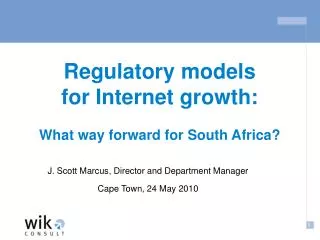 Regulatory models for Internet growth: What way forward for South Africa?