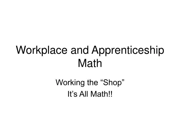 workplace and apprenticeship math