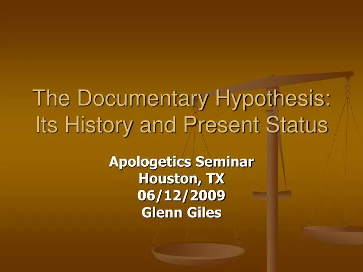 the documentary hypothesis its history and present status