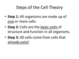 Steps of the Cell Theory