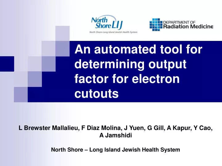 an automated tool for determining output factor for electron cutouts