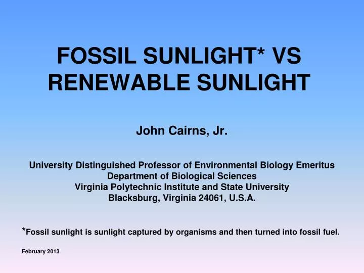 fossil sunlight vs renewable sunlight
