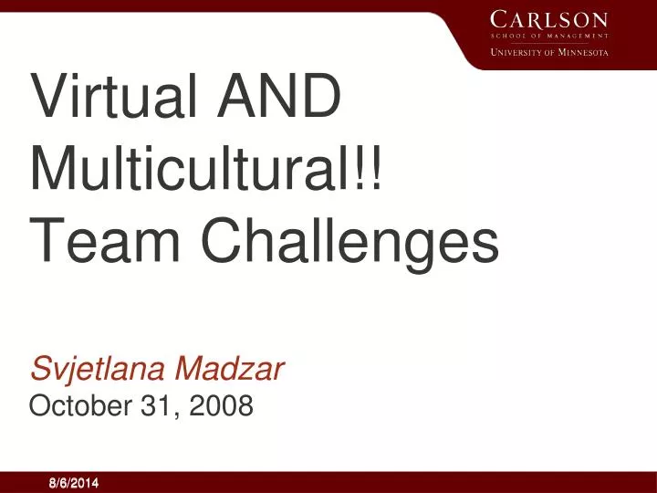 virtual and multicultural team challenges svjetlana madzar october 31 2008