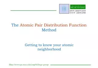 The Atomic Pair Distribution Function Method