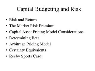 Capital Budgeting and Risk