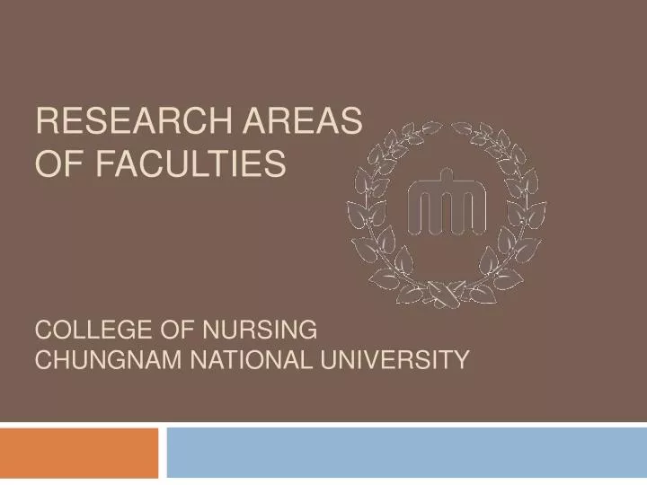 research areas of faculties college of nursing chungnam national university