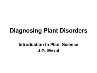 Diagnosing Plant Disorders