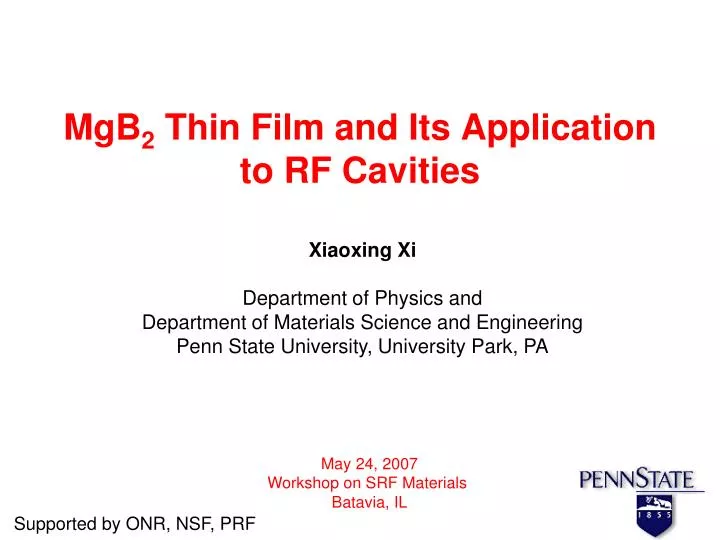 mgb 2 thin film and its application to rf cavities