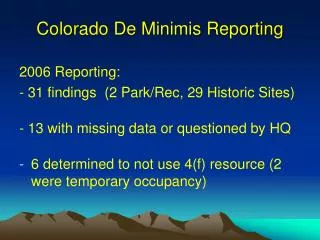 Colorado De Minimis Reporting