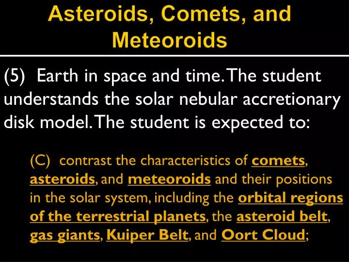 asteroids comets and meteoroids