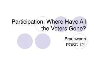 Participation: Where Have All the Voters Gone?