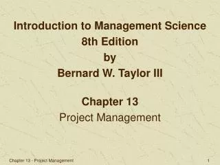 Chapter 13 Project Management