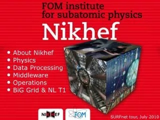About Nikhef Physics Data Processing Middleware Operations BiG Grid &amp; NL T1