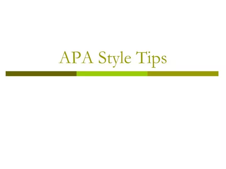 apa style tips