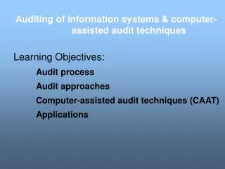 Auditing of information systems &amp; computer-assisted audit techniques