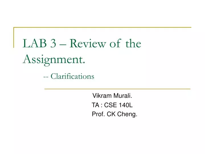 lab 3 review of the assignment clarifications