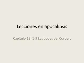 lecciones en apocalipsis