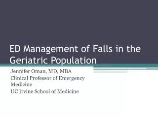 ED Management of Falls in the Geriatric Population