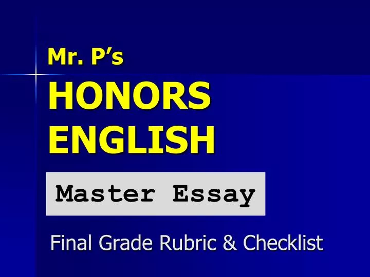 mr p s honors english