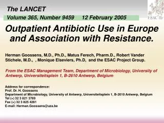 Outpatient Antibiotic Use in Europe and Association with Resistance.
