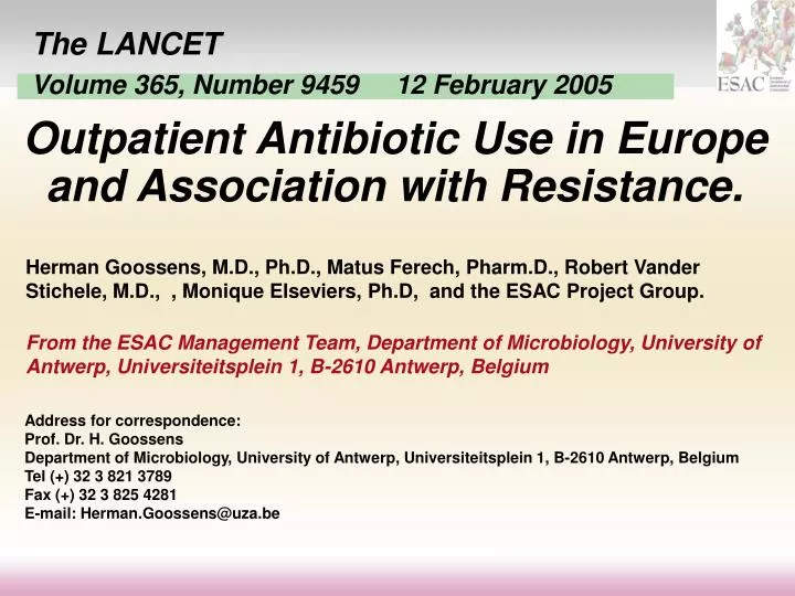 outpatient antibiotic use in europe and association with resistance