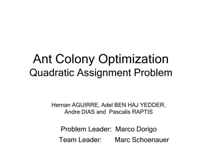 ant colony optimization quadratic assignment problem