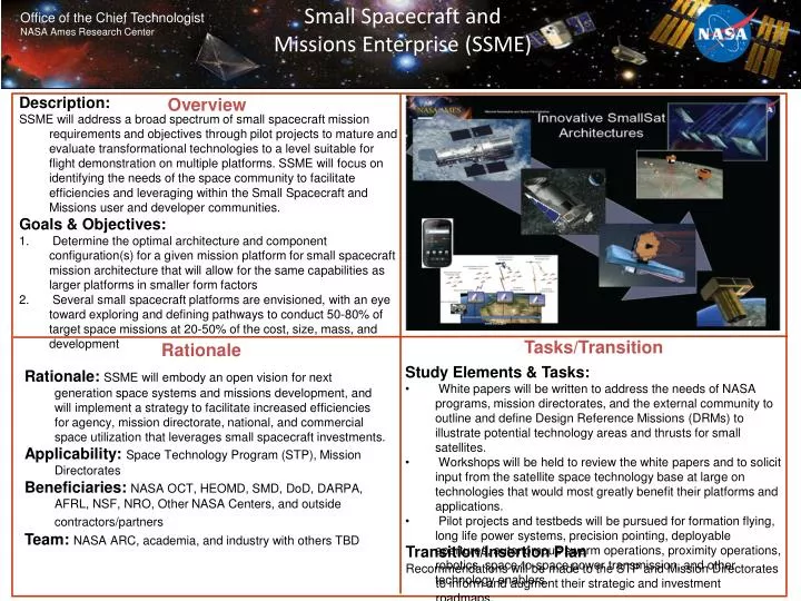 small spacecraft and missions enterprise ssme