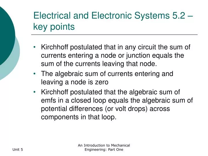 electrical and electronic systems 5 2 key points