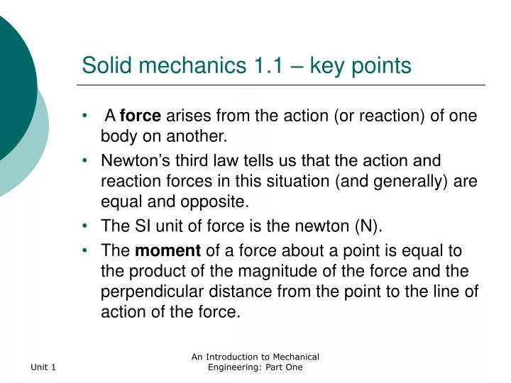 solid mechanics 1 1 key points