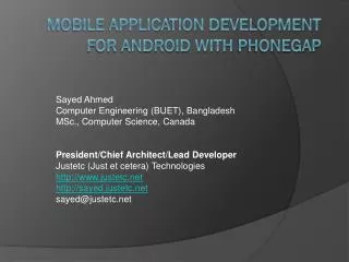 Mobile Application Development for android with phonegap