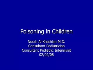 Poisoning in Children
