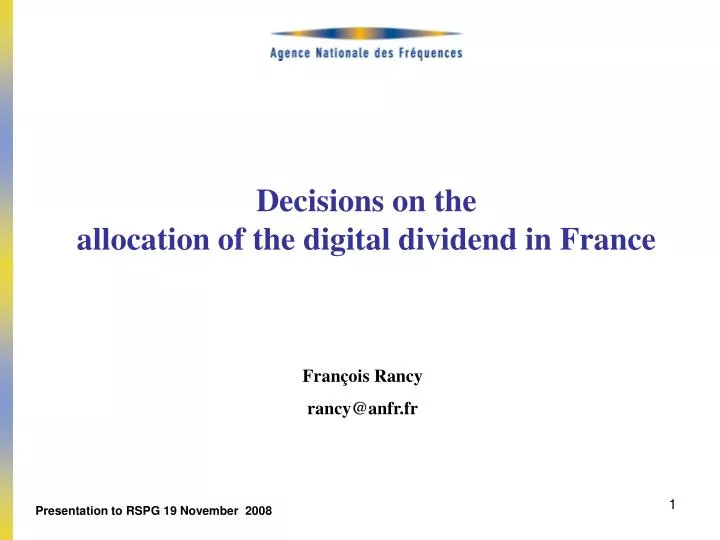 decisions on the allocation of the digital dividend in france