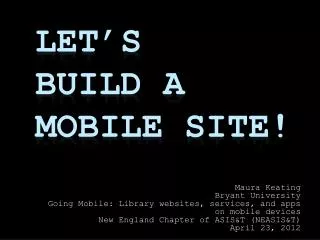 Let’s Build a Mobile Site!
