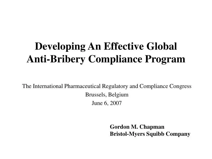 developing an effective global anti bribery compliance program