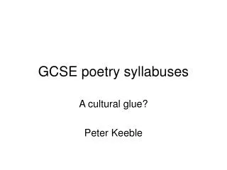 GCSE poetry syllabuses