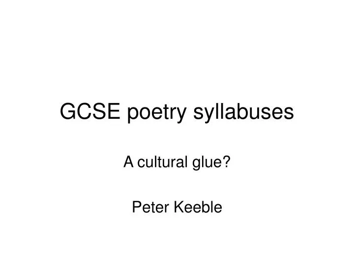 gcse poetry syllabuses