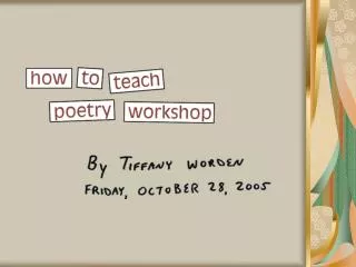 How to Teach Poetry Workshop
