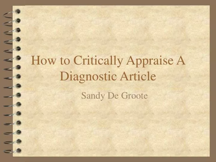 how to critically appraise a diagnostic article