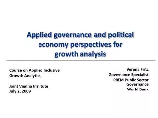 Applied governance and political economy perspectives for growth analysis