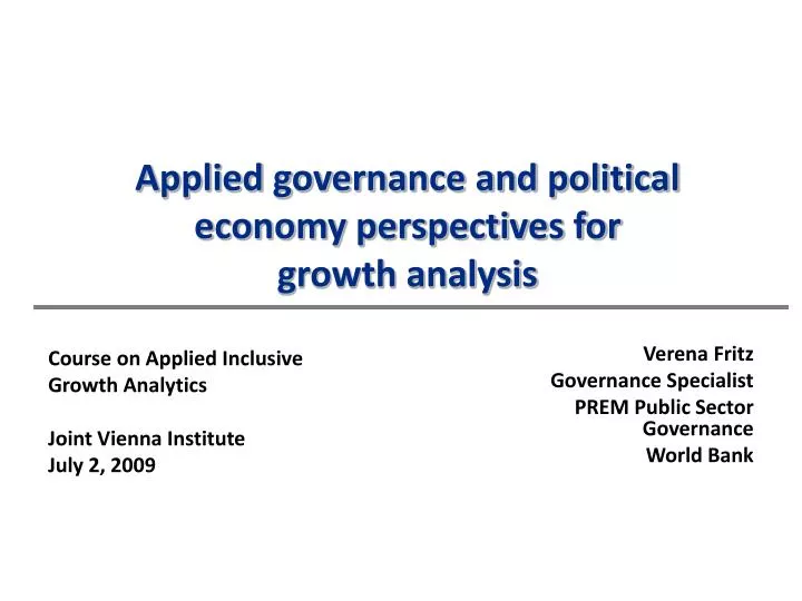 applied governance and political economy perspectives for growth analysis