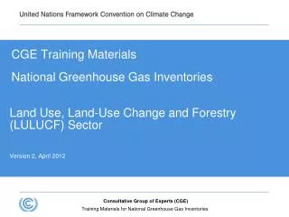 CGE Training Materials National Greenhouse Gas Inventories