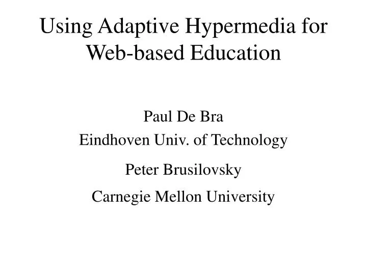 using adaptive hypermedia for web based education