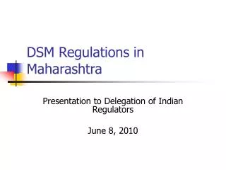 DSM Regulations in Maharashtra