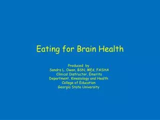Eating for Brain Health