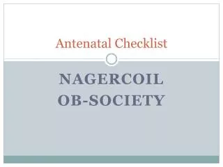Antenatal Checklist