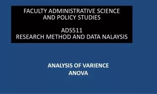 ANALYSIS OF VARIENCE ANOVA